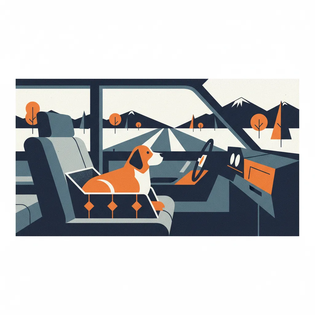 Golden retriever dog secured in a car seat in a family car, emphasizing pet injury auto insurance.