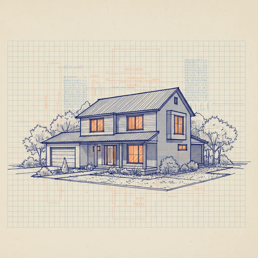 Sturdy family home with transparent data overlays, representing a CLUE report's historical claims.