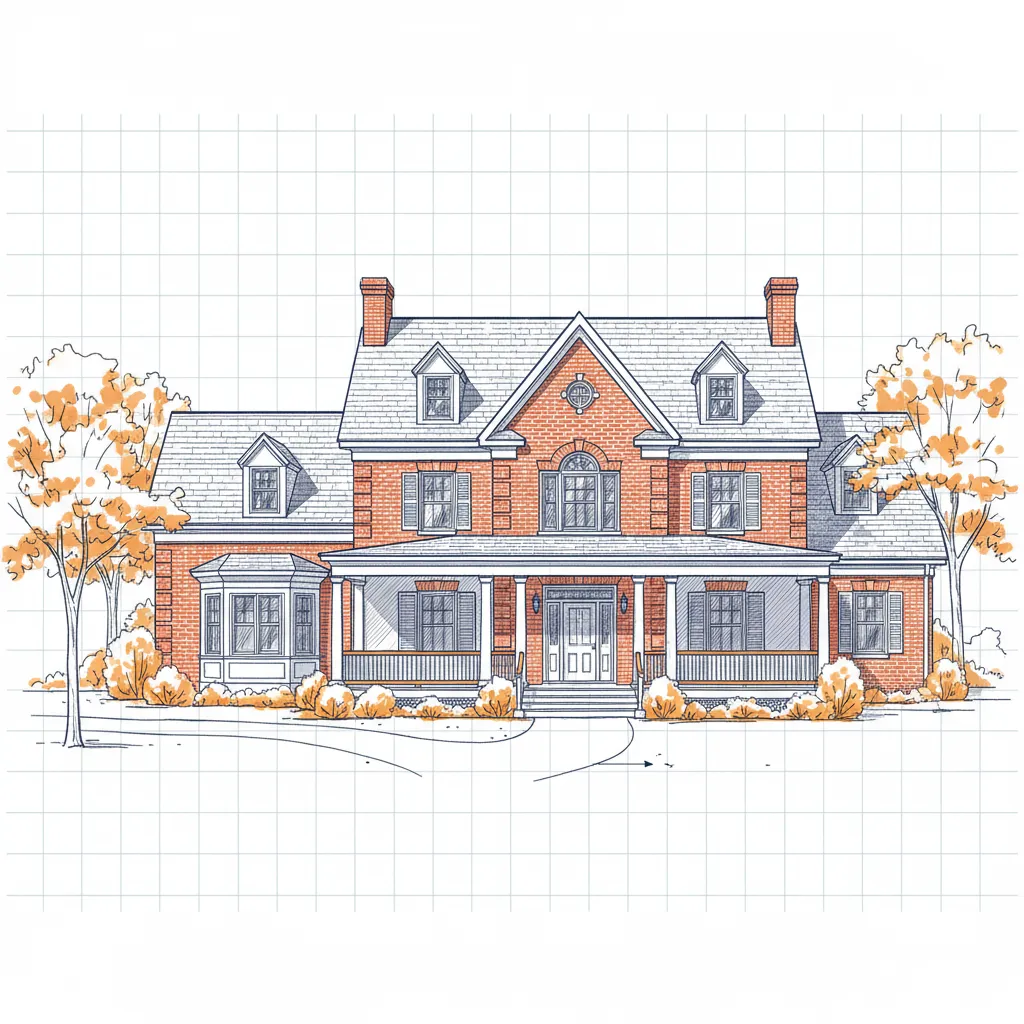 Stately red-brick historic home with white trim, gabled roof, welcoming porch, and mature landscaping.