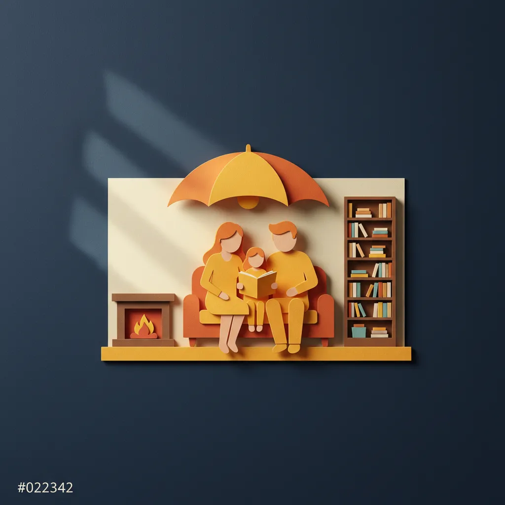 Family relaxing in a warm living room, symbolizing financial security and peace of mind for physicians.