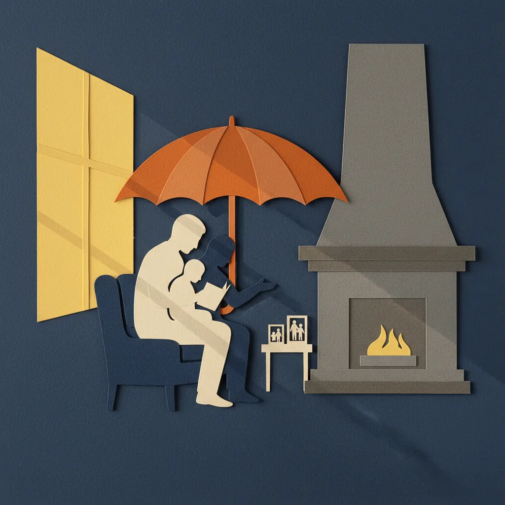 Family in a secure, sunlit living room, symbolizing long-term care planning with a special needs trust.