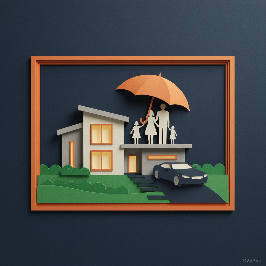 Modern two-story house with large windows and glowing interior lights at twilight, luxury car in driveway.