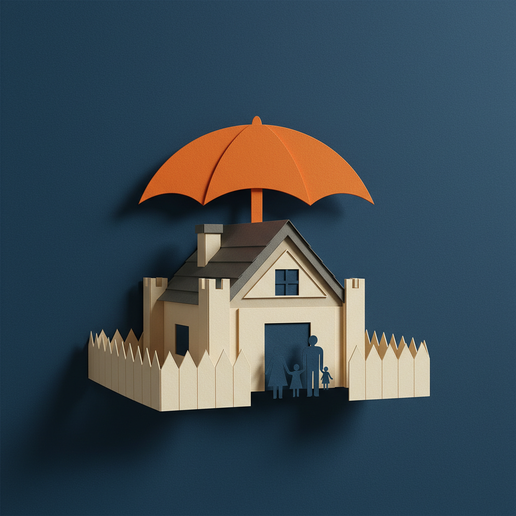 Fortified family home with reinforced walls and roof, symbolizing enhanced life insurance coverage.